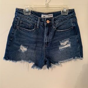 YMI Blue Distressed Jean Shorts High-Waisted